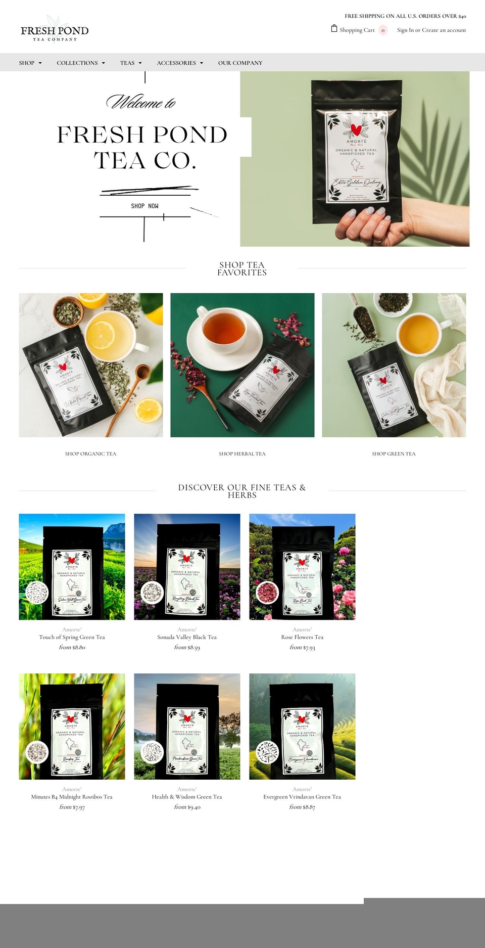 freshpondtea.com shopify website screenshot