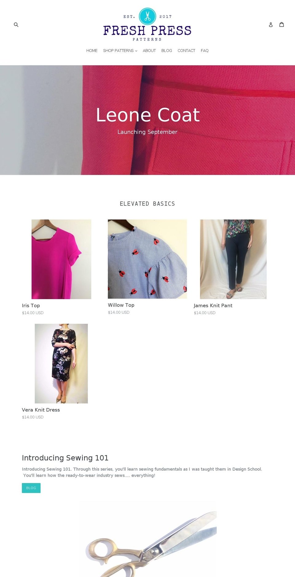 freshpresspatterns.com — Shopify storefront screenshot