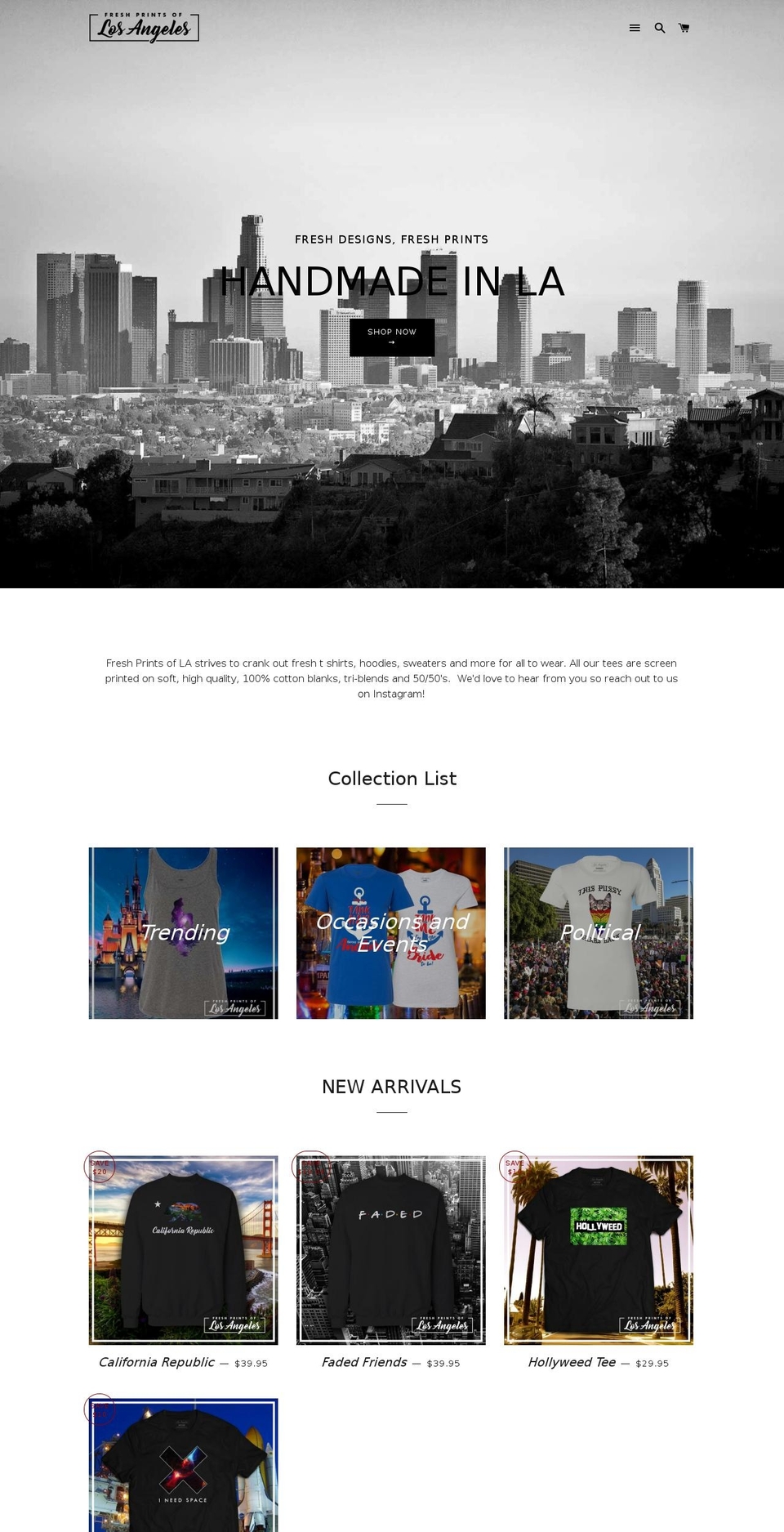 freshprintsofla.com shopify website screenshot