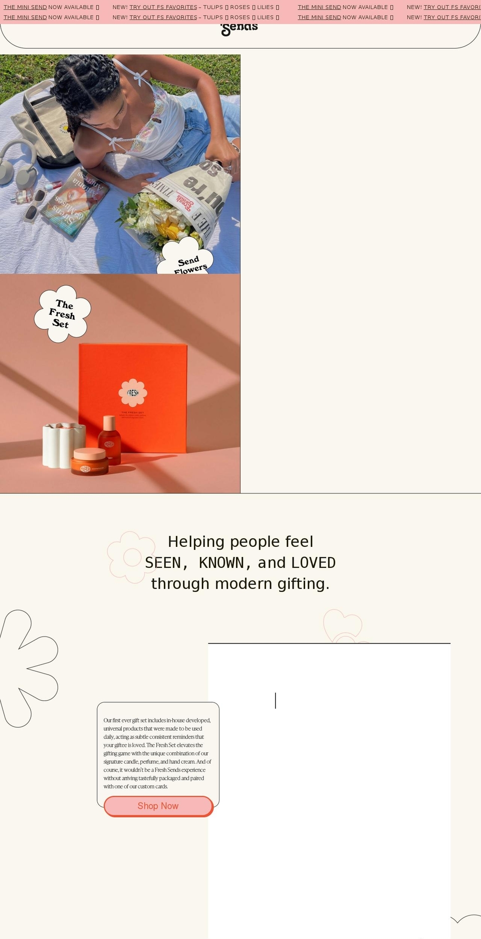 freshsends.com shopify website screenshot