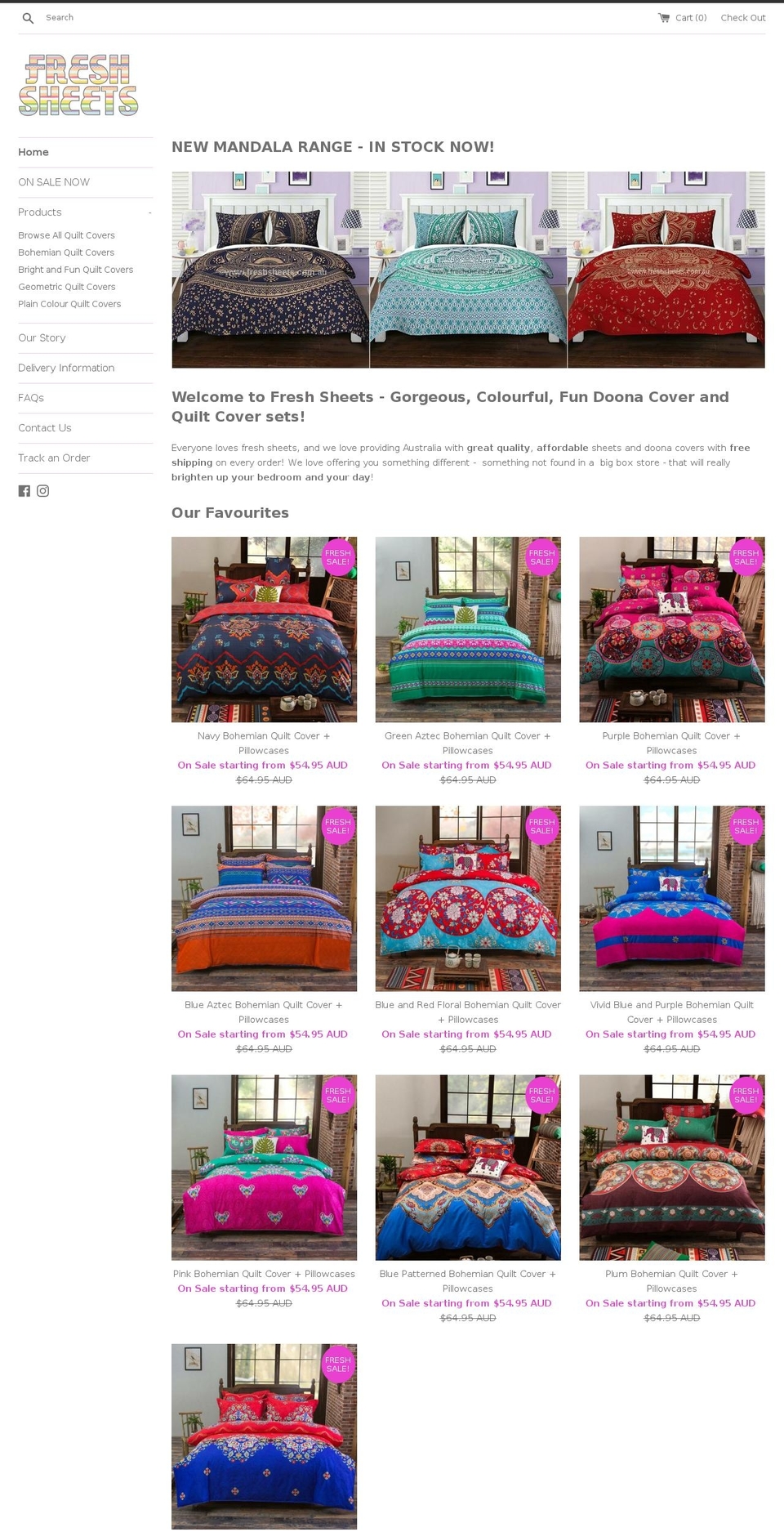 freshsheets.com.au shopify website screenshot