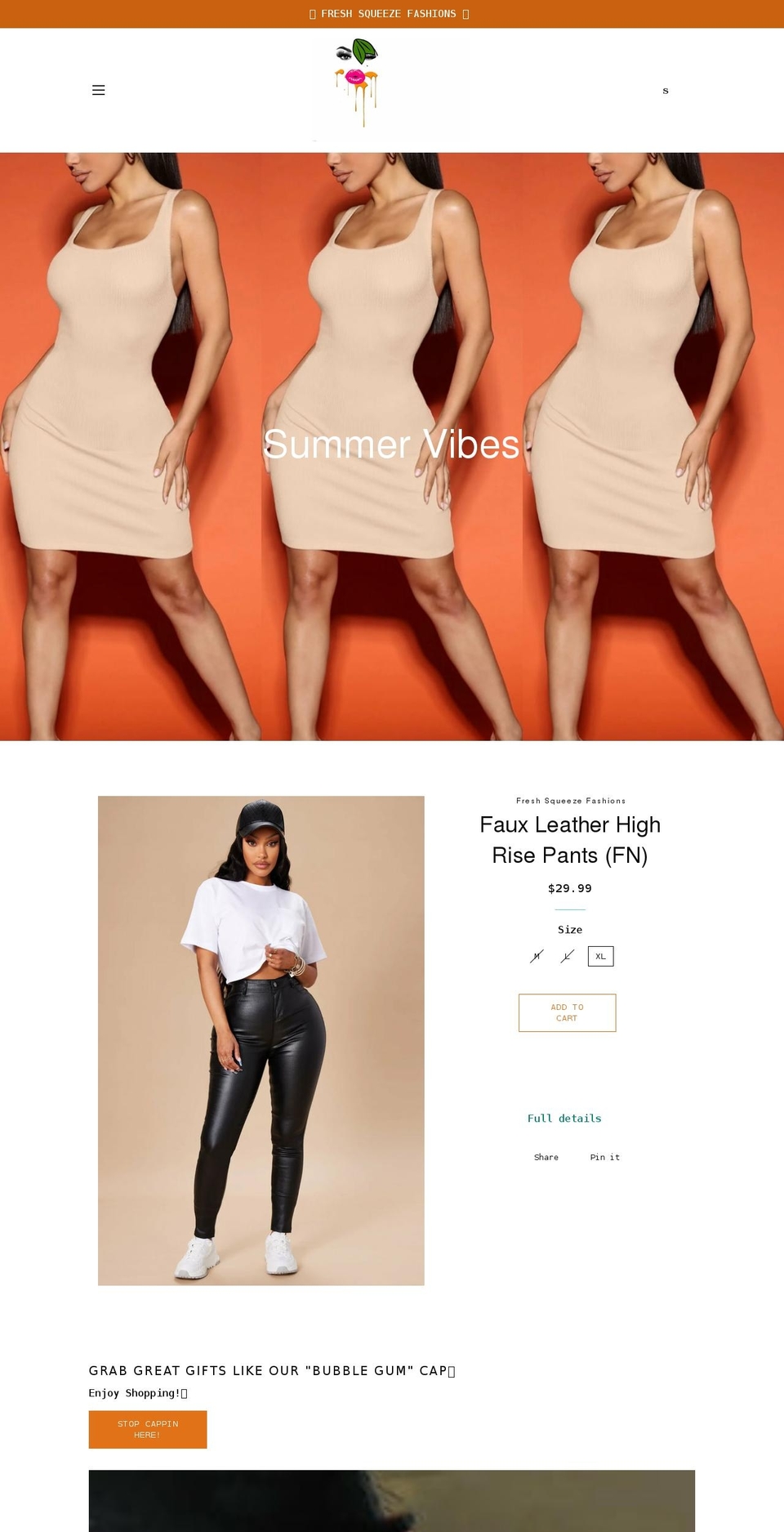 freshsqueezefashions.com shopify website screenshot