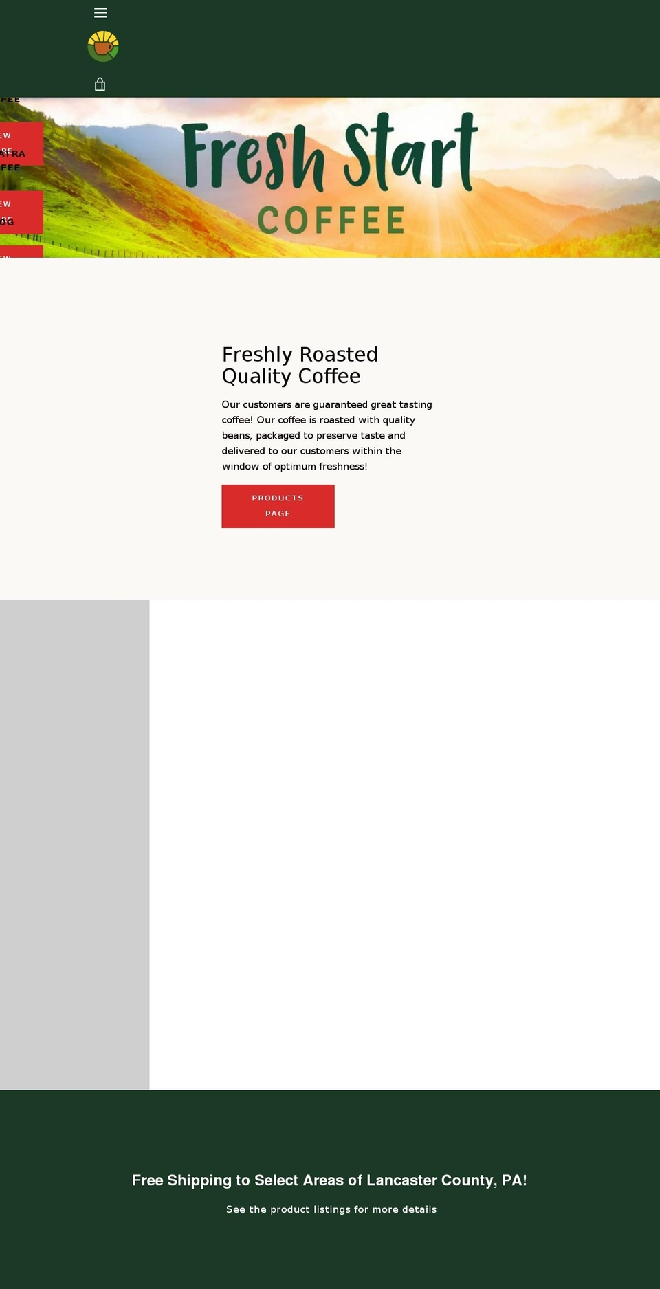 freshstart.coffee shopify website screenshot