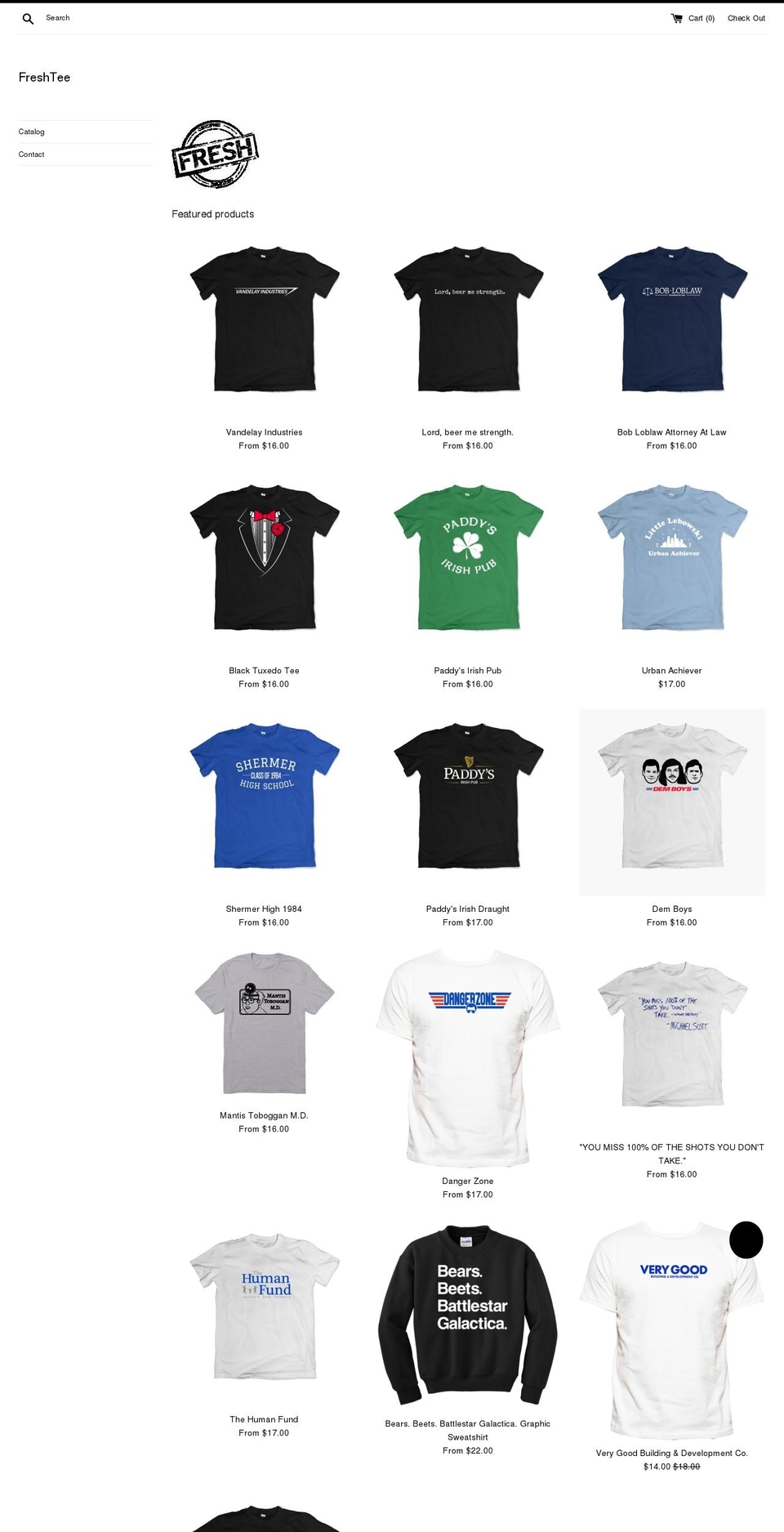 freshtee.co shopify website screenshot