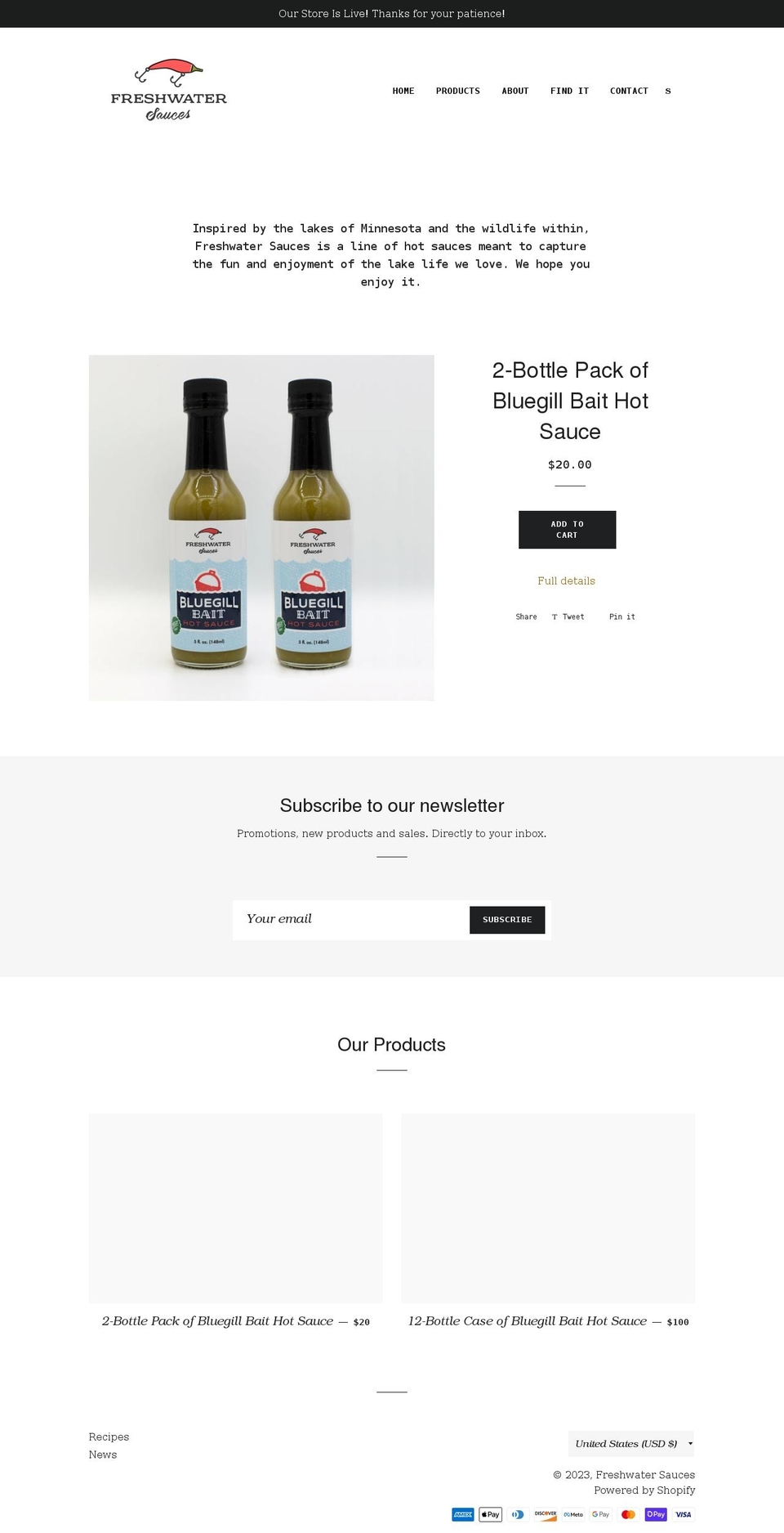 freshwatersauces.com shopify website screenshot