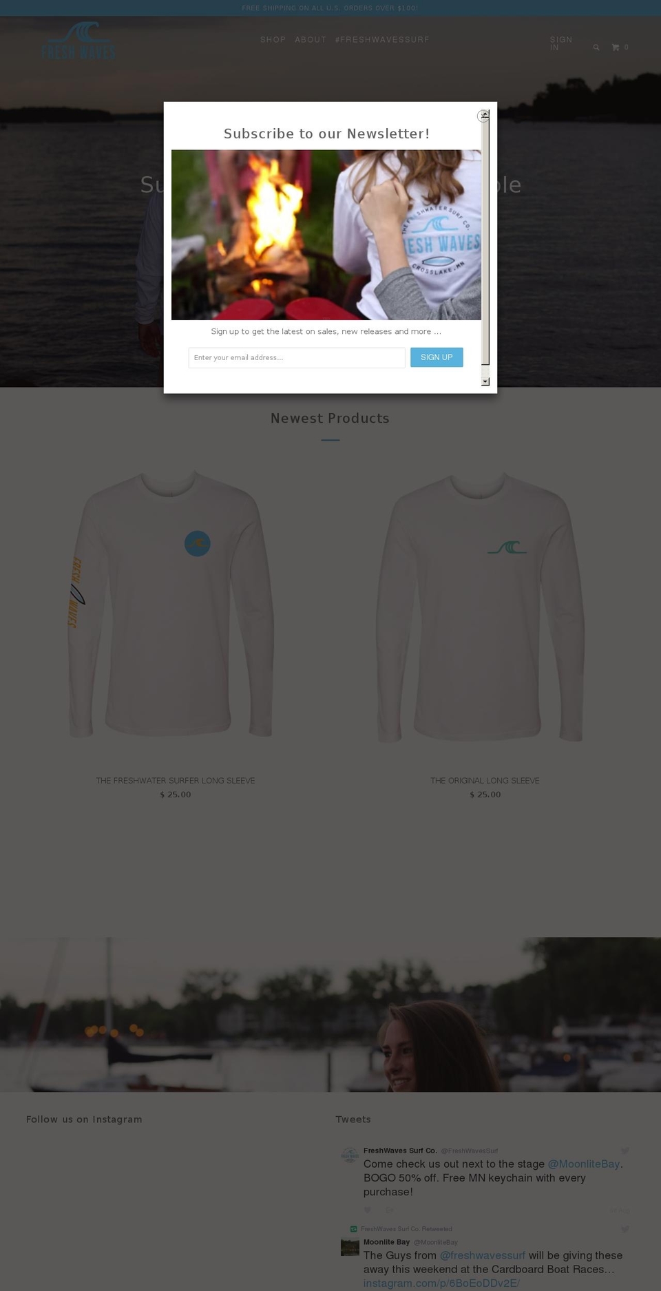 freshwavessurfco.com shopify website screenshot