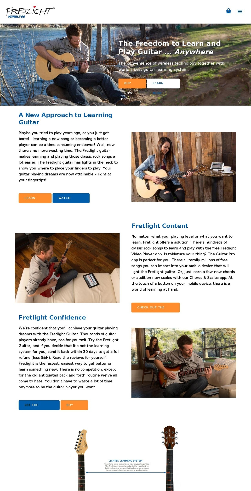 fretlight.net shopify website screenshot