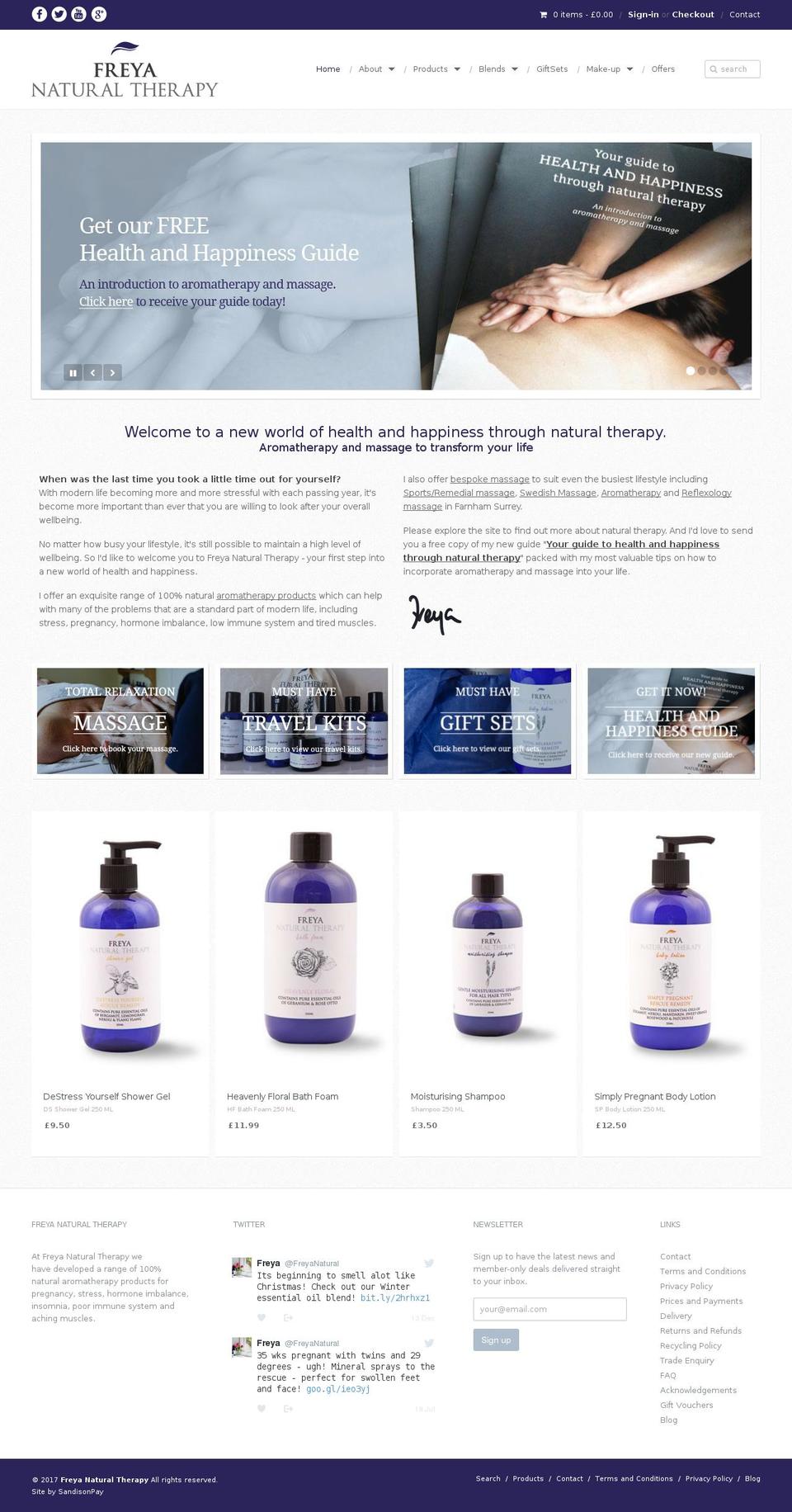 freyanaturaltherapy.com shopify website screenshot