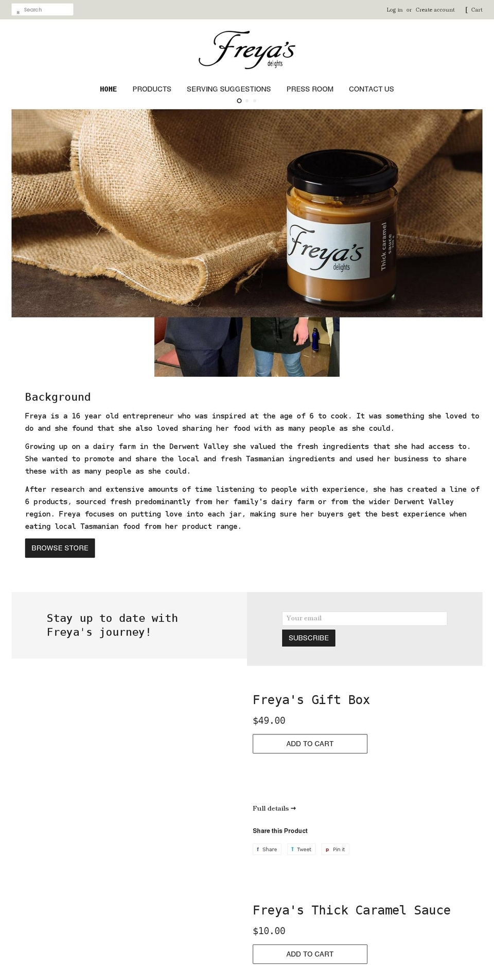 freyasdelights.com shopify website screenshot