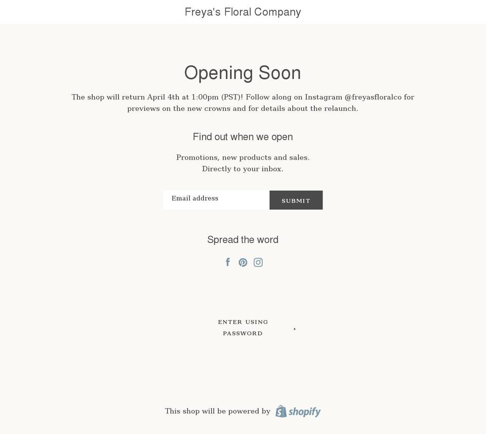 freyasfloralcompany.com — Shopify storefront screenshot