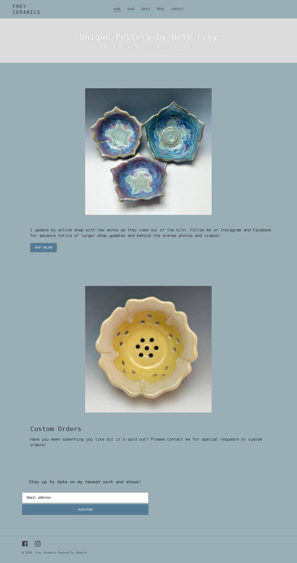 freyceramics.com shopify website screenshot