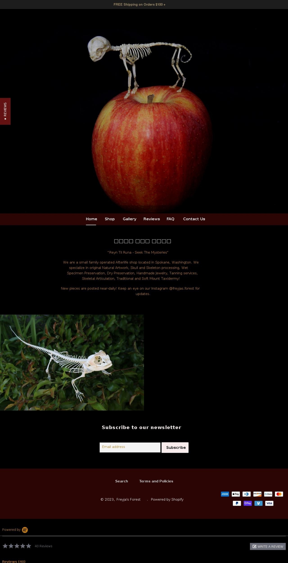 freyjasforest.com — Shopify storefront screenshot