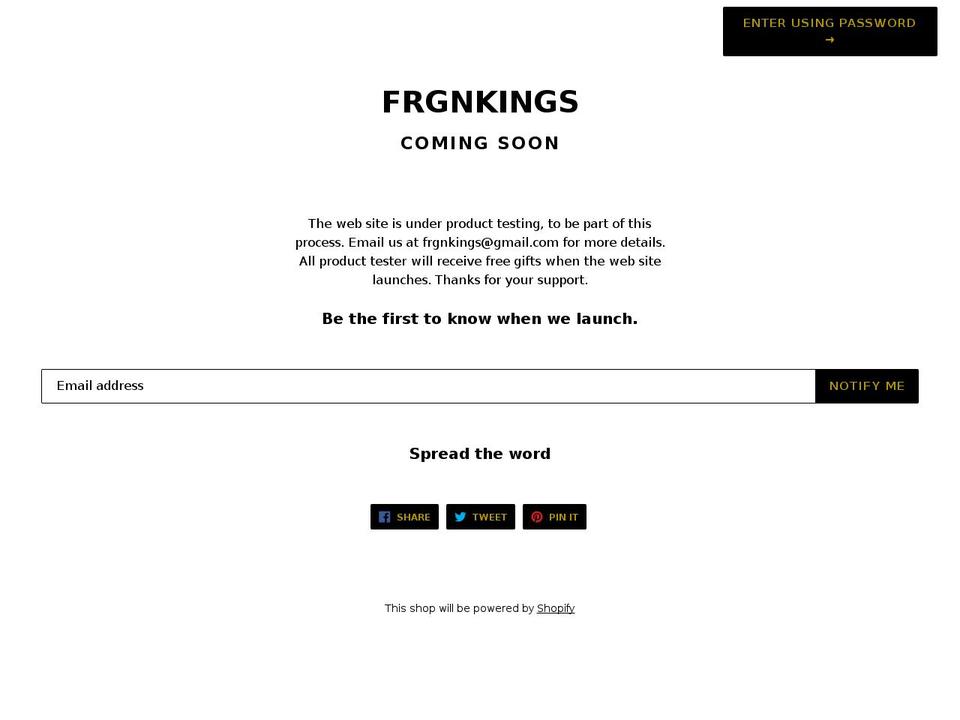 frgnkings.com — Shopify storefront screenshot