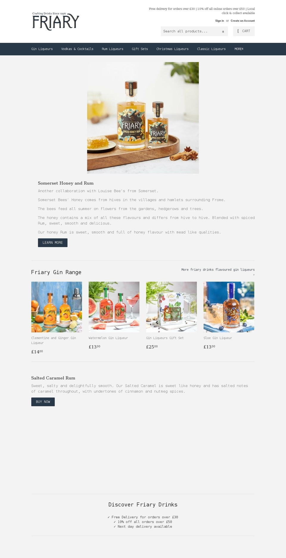 friaryliqueurs.co.uk shopify website screenshot