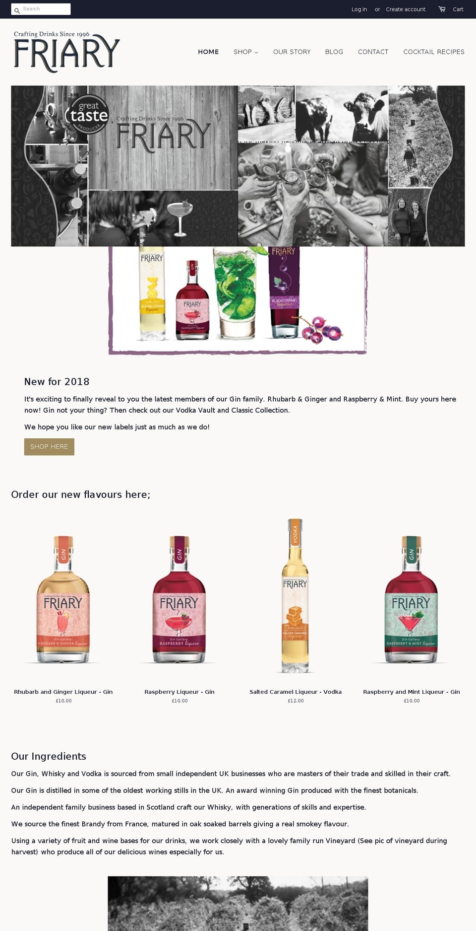 friaryliqueurs.com — Shopify storefront screenshot