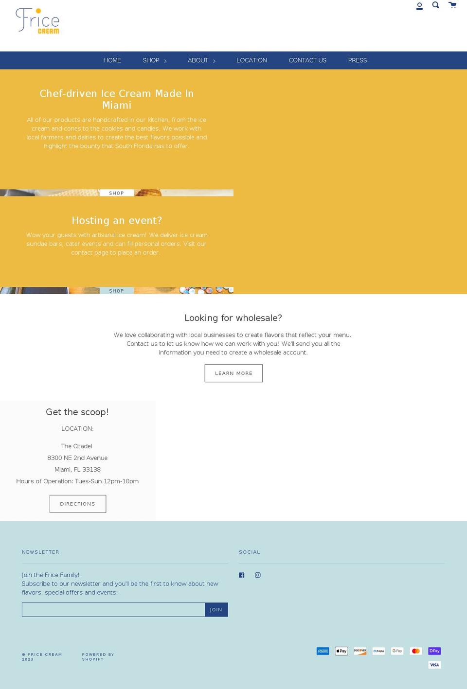 fricecream.miami shopify website screenshot