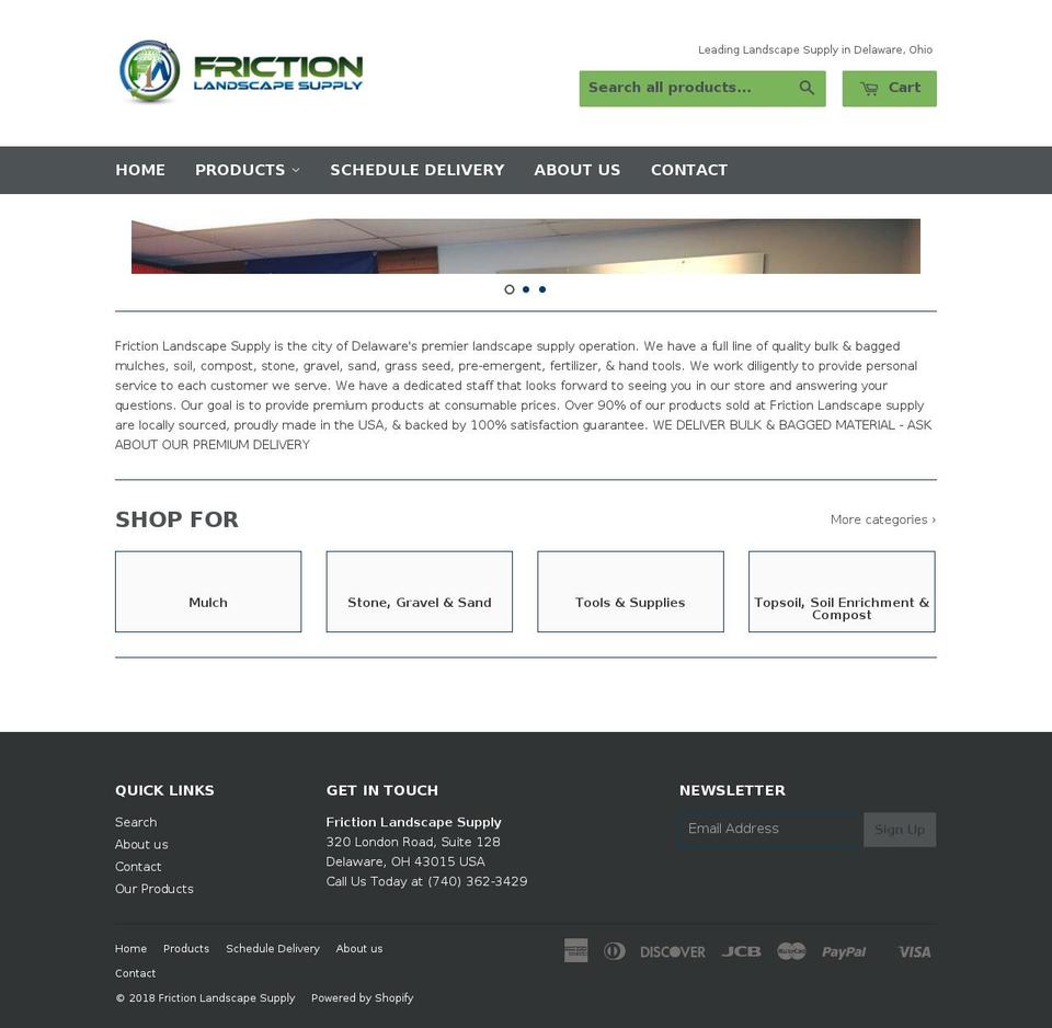 frictionlandscapesupply.com — Shopify storefront screenshot