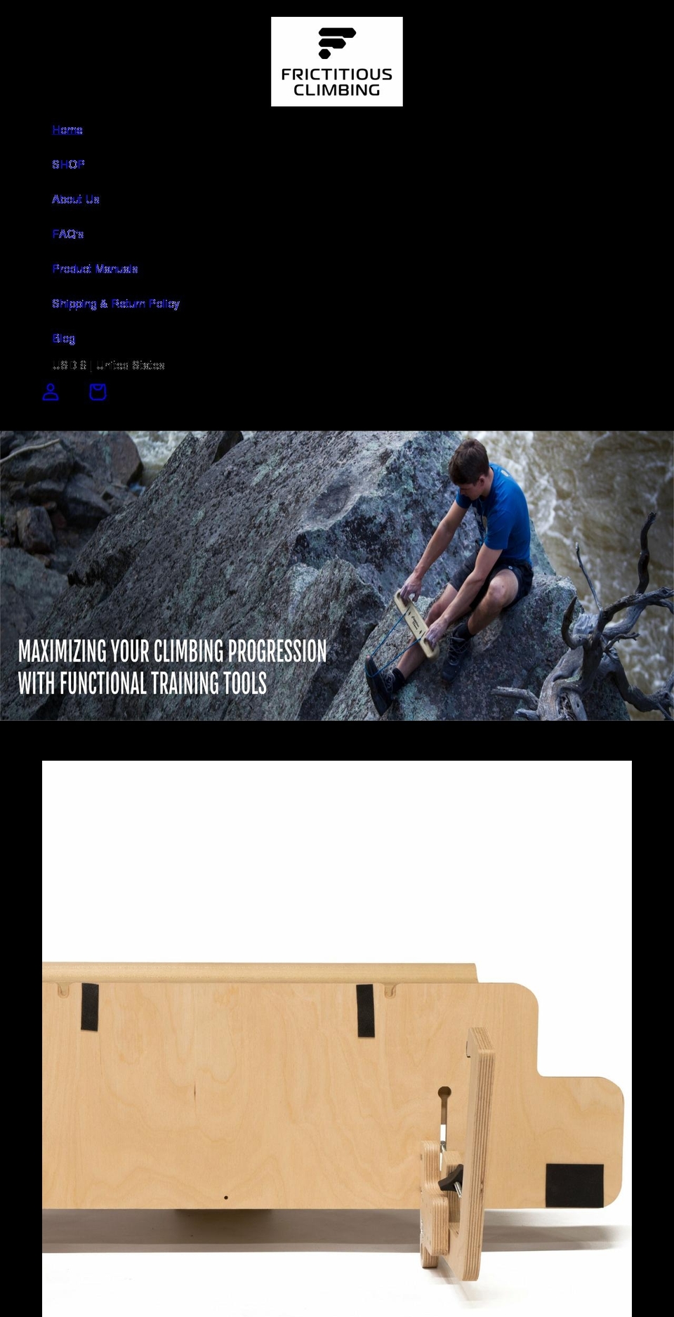 frictitiousclimbing.com shopify website screenshot