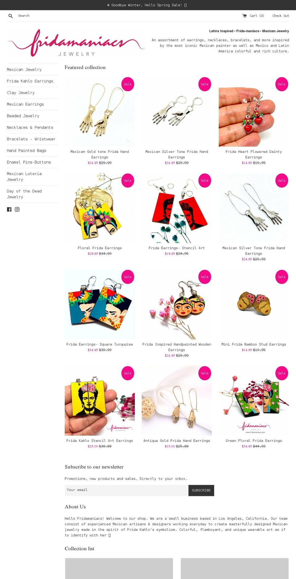fridamaniacs.com shopify website screenshot