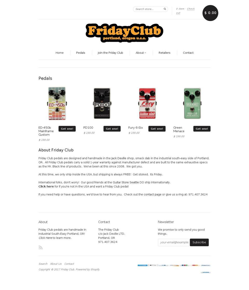 fridayclubpedals.com shopify website screenshot