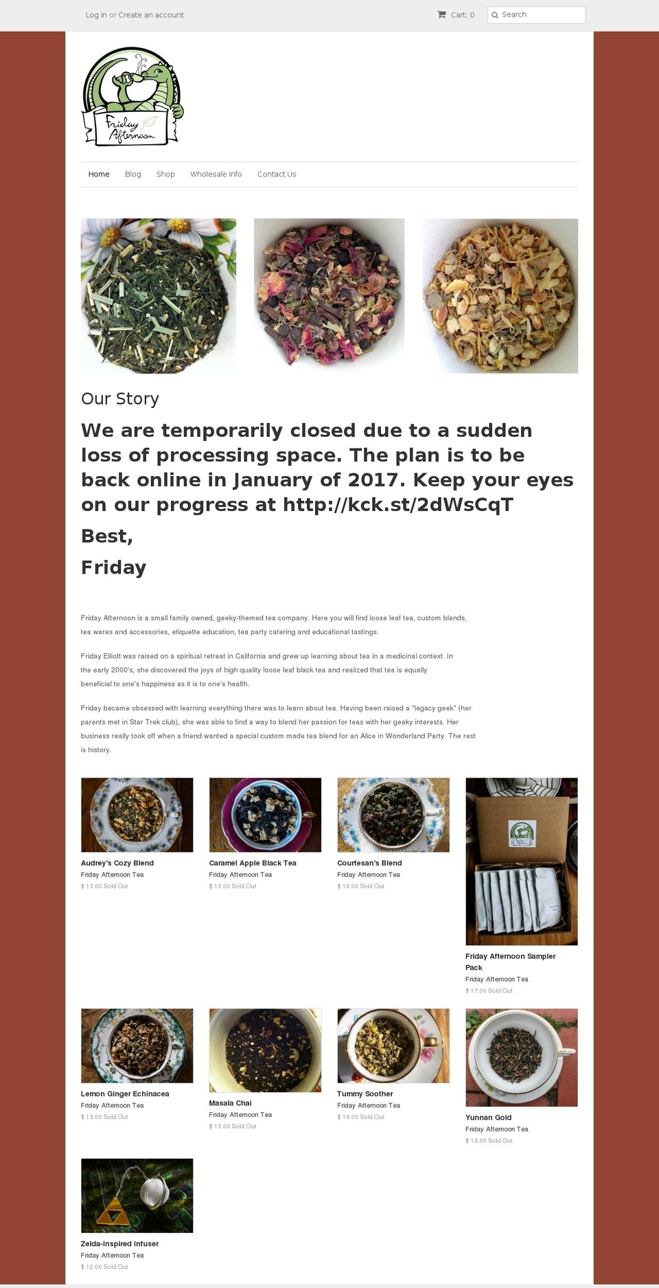 fridaytea.com shopify website screenshot