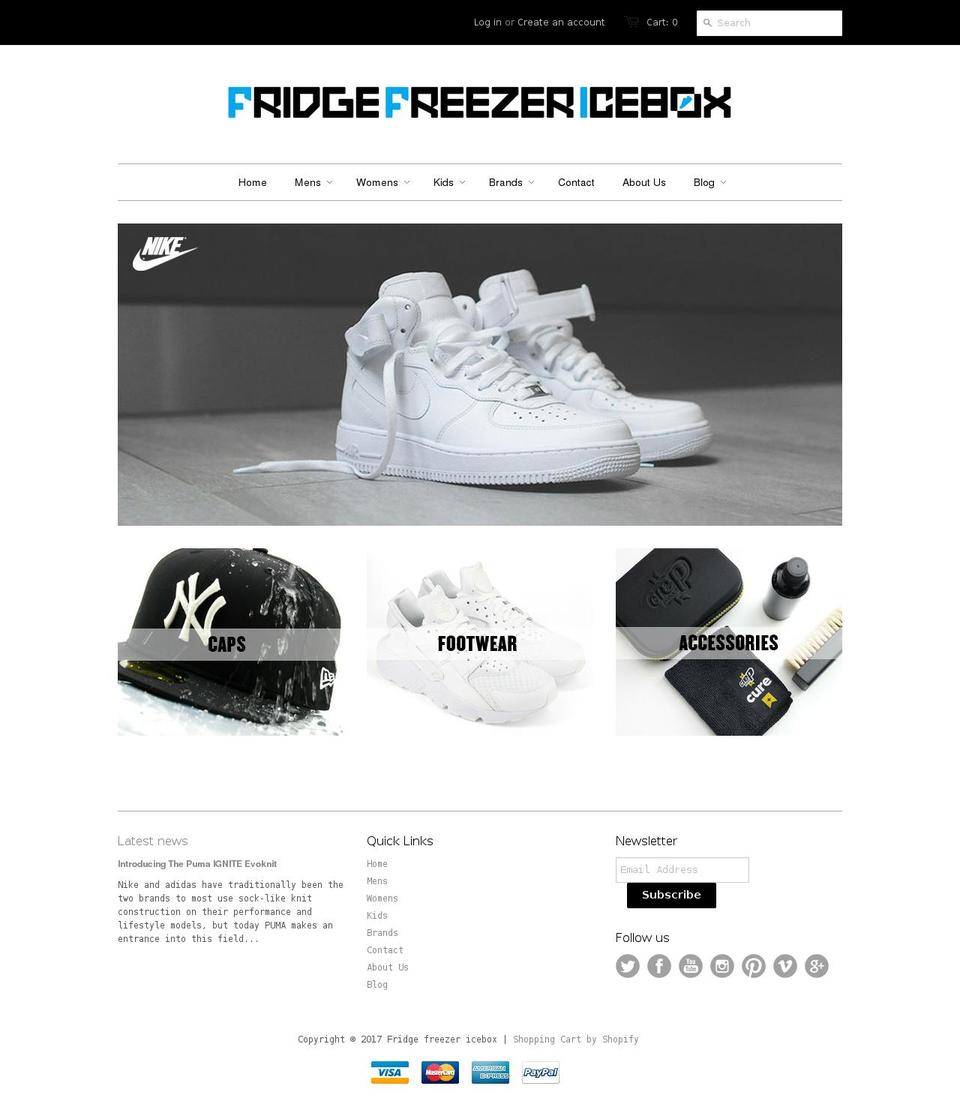 fridgefreezericebox.co.nz shopify website screenshot