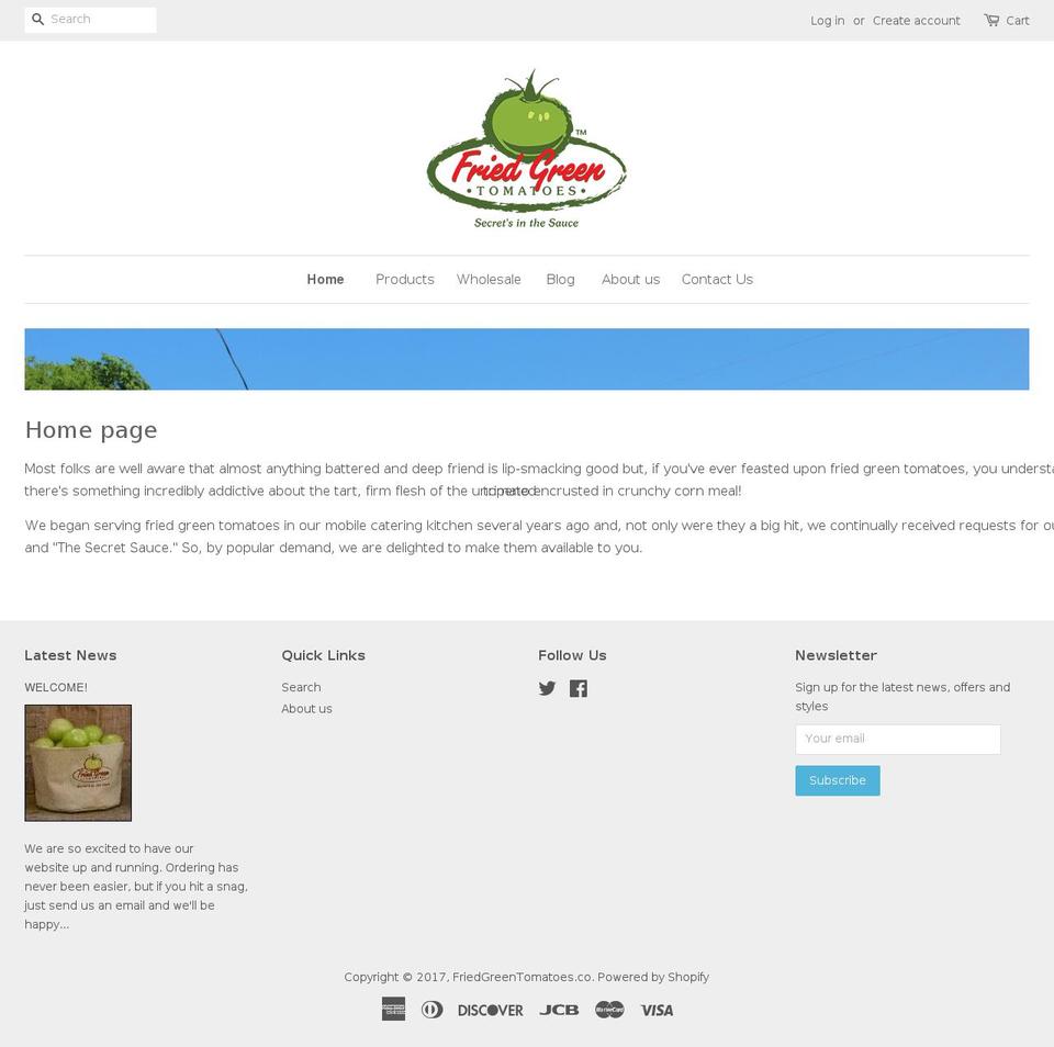 friedgreentomatoes.co shopify website screenshot