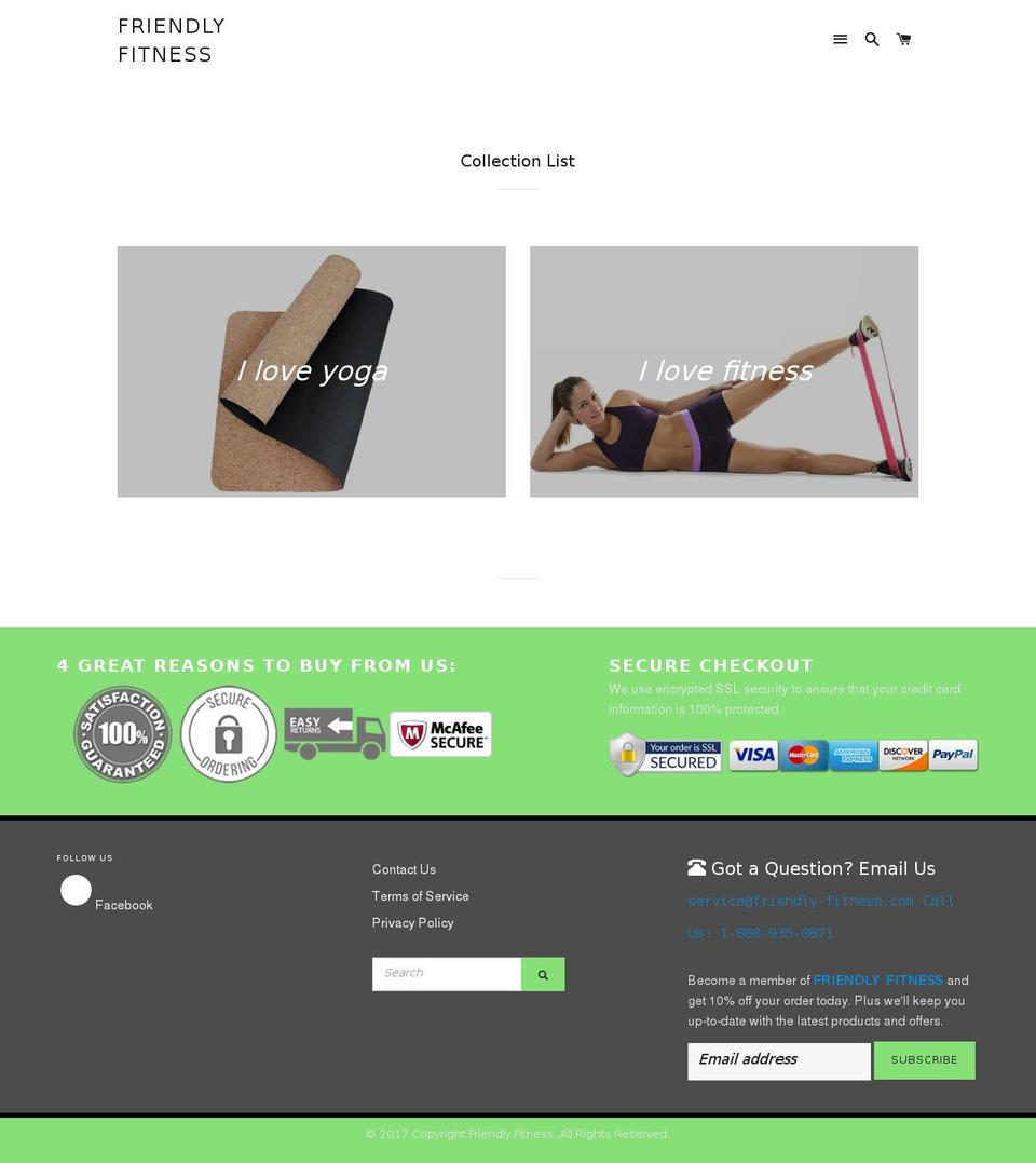 friendly-fitness.com — Shopify storefront screenshot