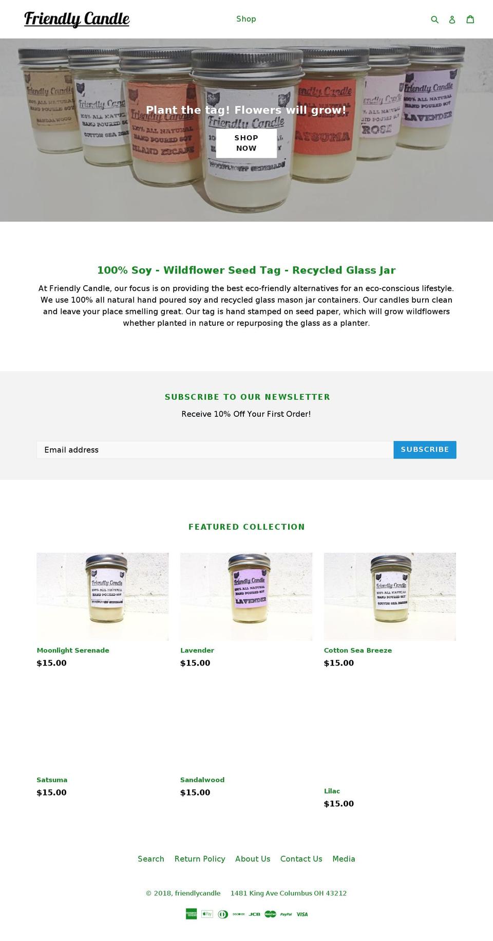 friendlycandle.com shopify website screenshot