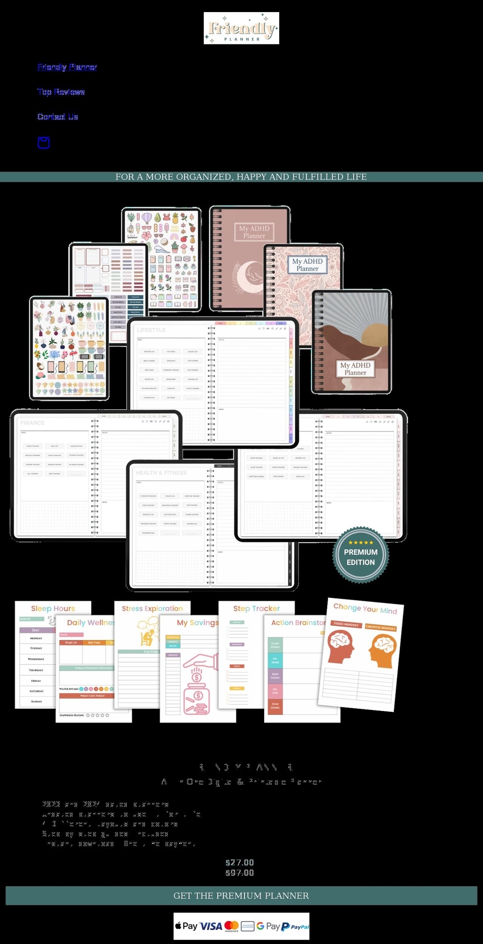 friendlyplanner.com shopify website screenshot