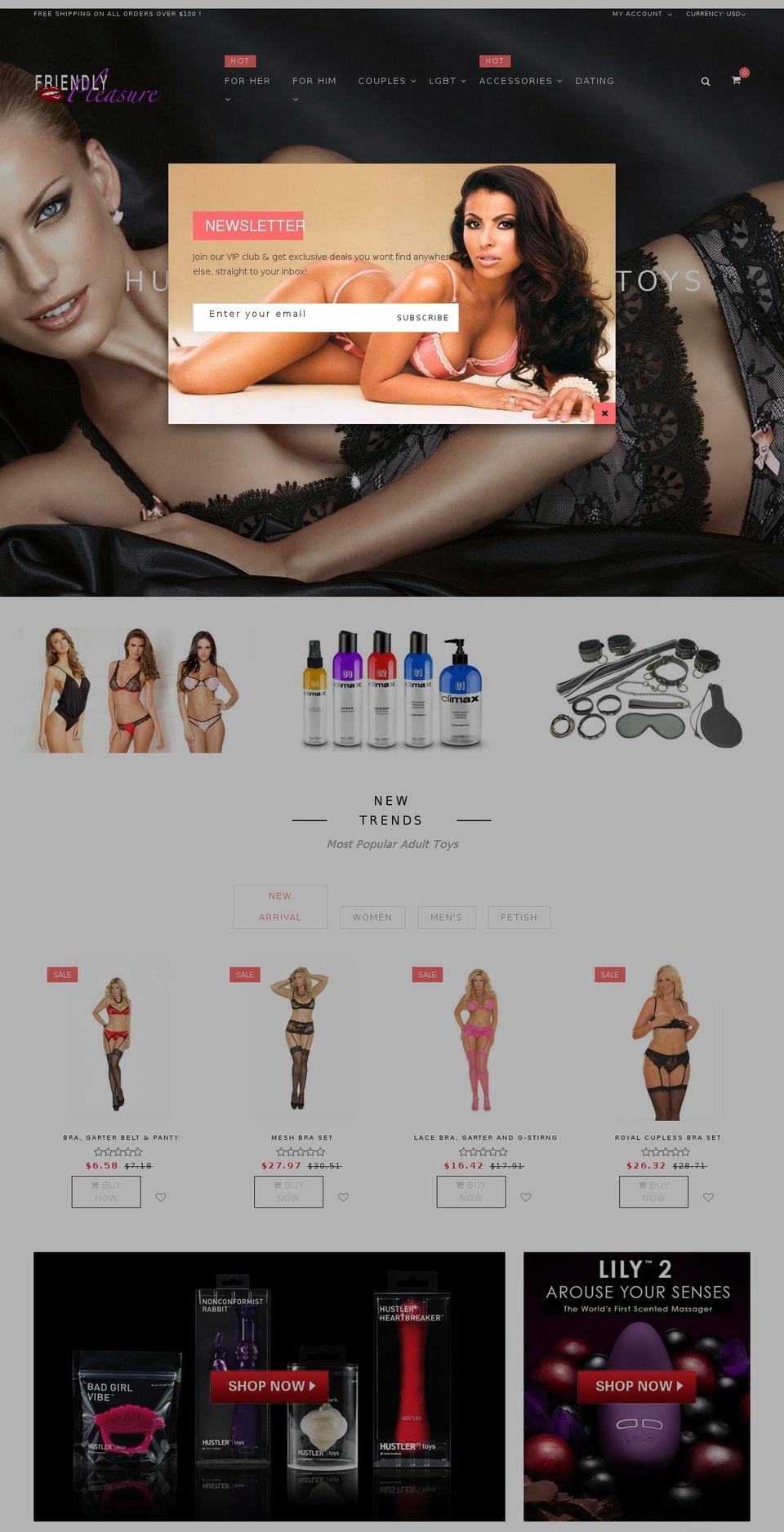 friendlypleasure.com — Shopify storefront screenshot