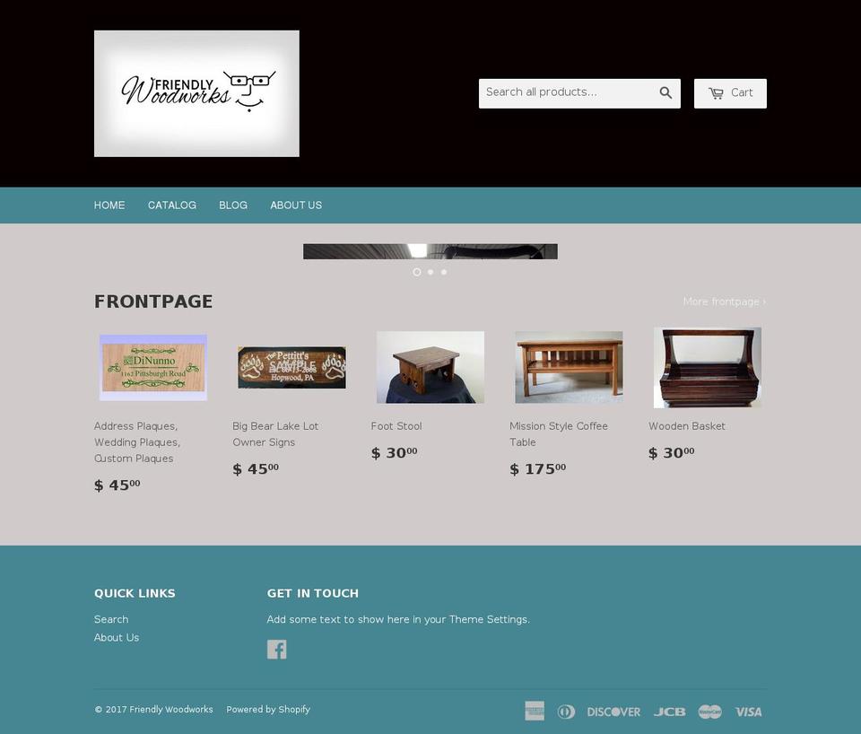 friendlywoodworks.com shopify website screenshot