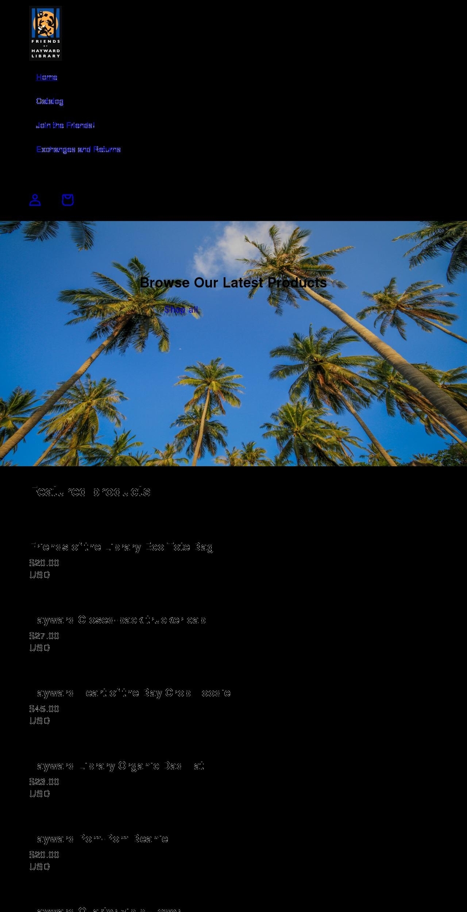 friends-of-the-hayward-library.myshopify.com shopify website screenshot