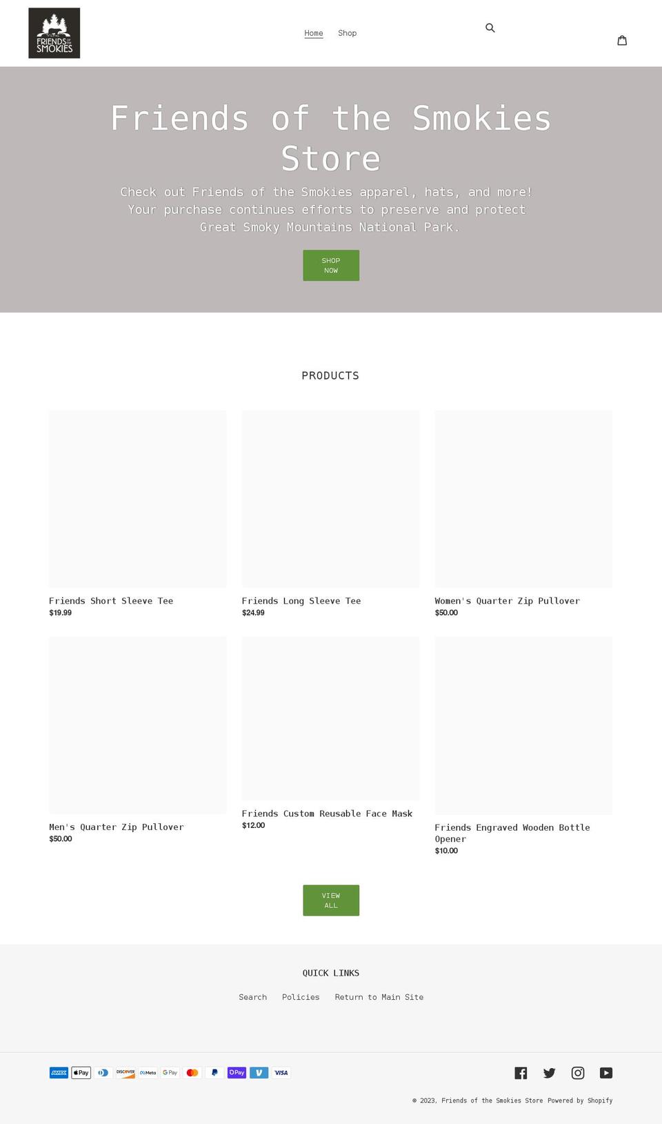 friends-of-the-smokies-store.myshopify.com shopify website screenshot