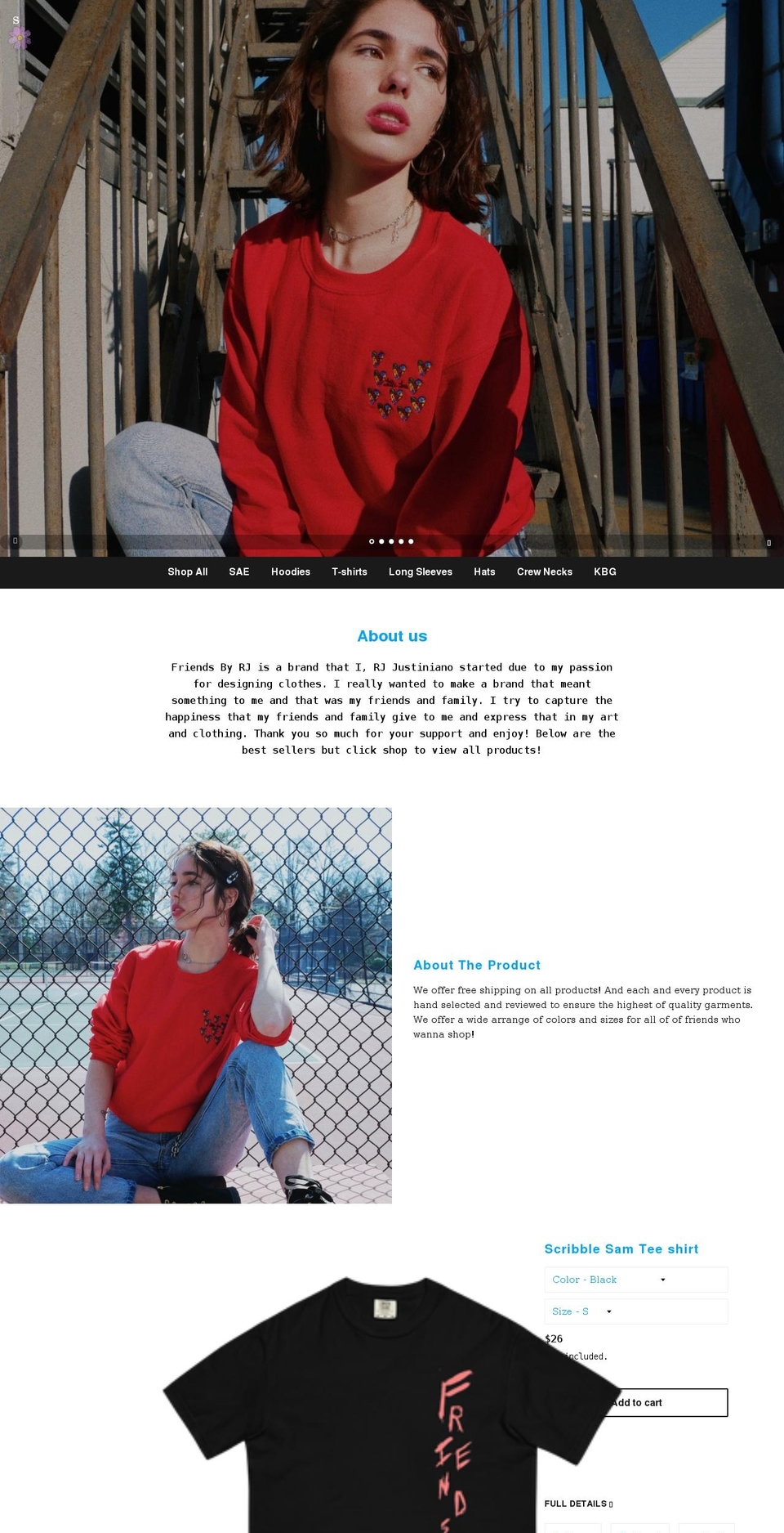 friendsbyrj.com shopify website screenshot