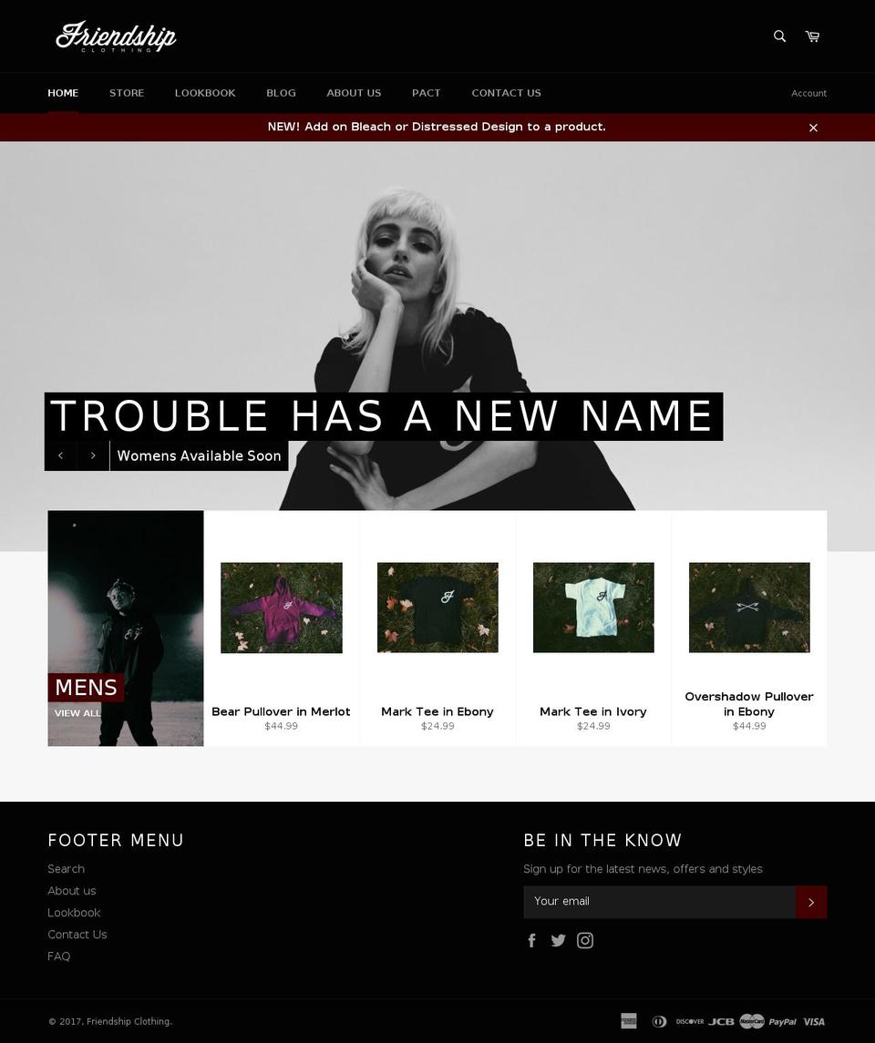 friendshipclothing.com shopify website screenshot