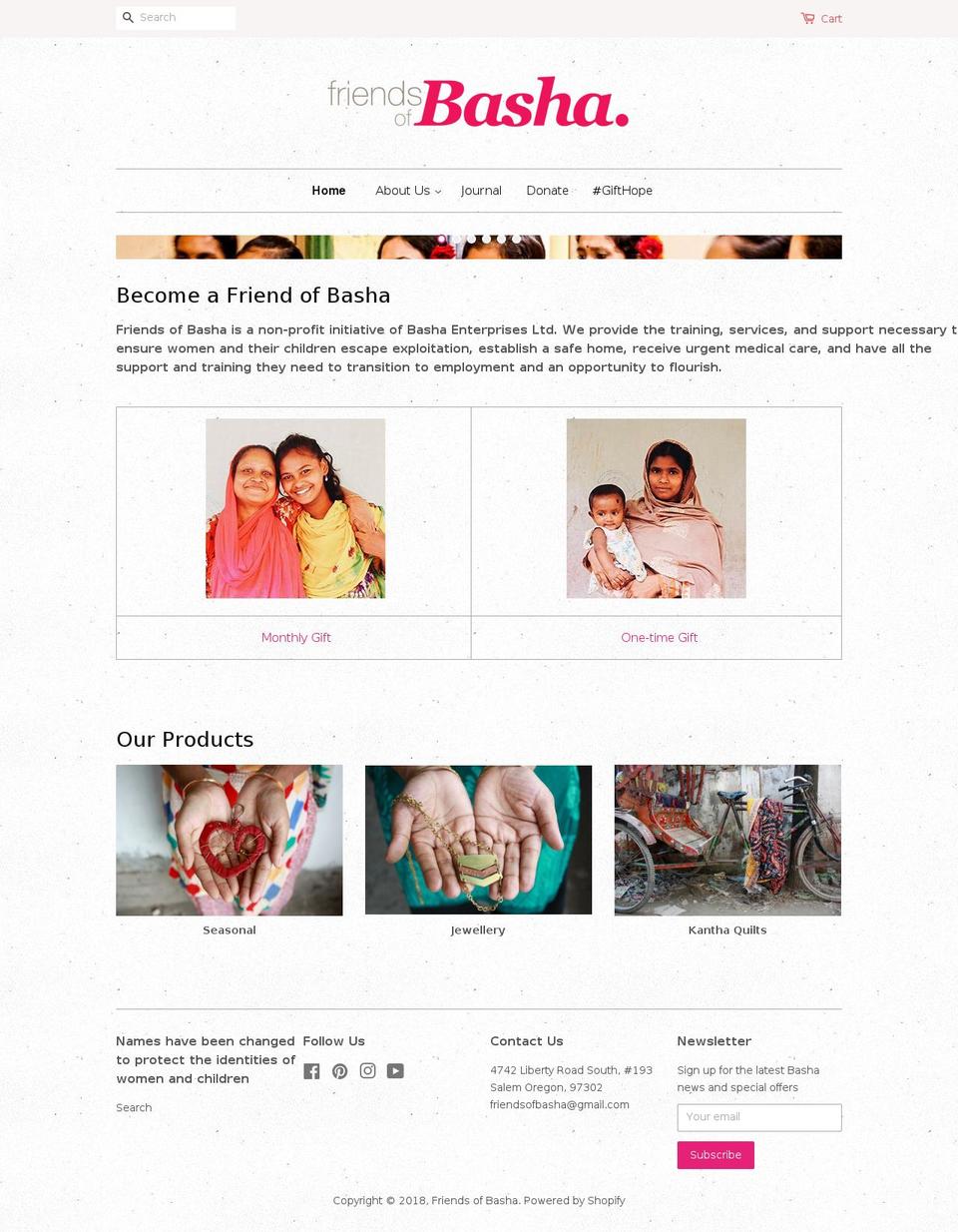 friendsofbasha.org shopify website screenshot