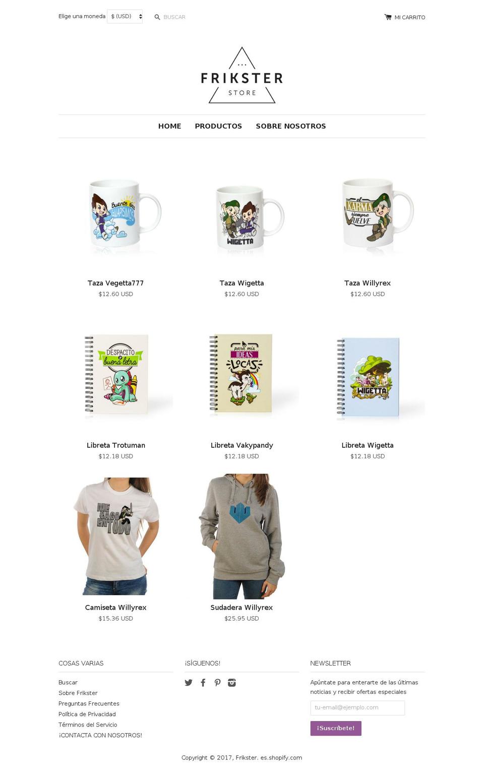 frikster.biz shopify website screenshot