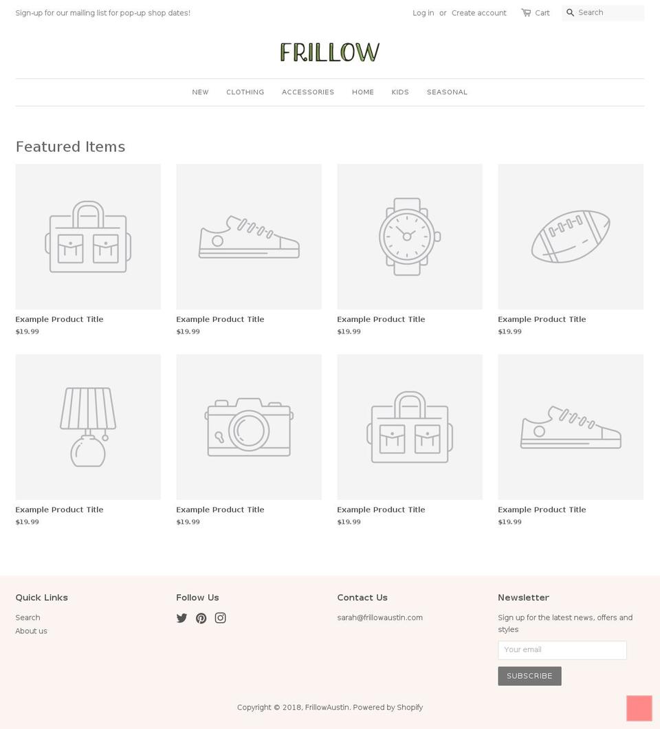 frillowaustin.com shopify website screenshot