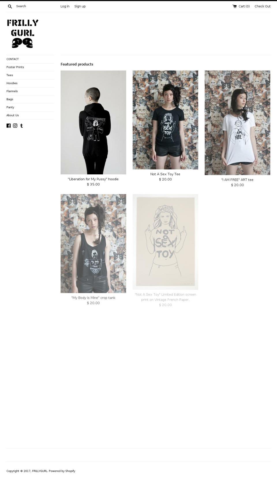 frillygurl.com shopify website screenshot