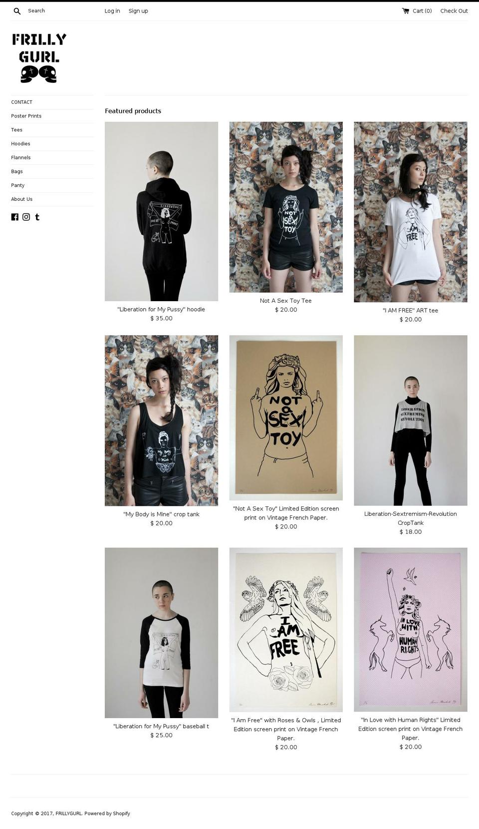 frillygurl.net shopify website screenshot
