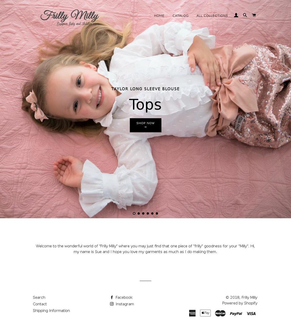 frillymilly.com.au shopify website screenshot