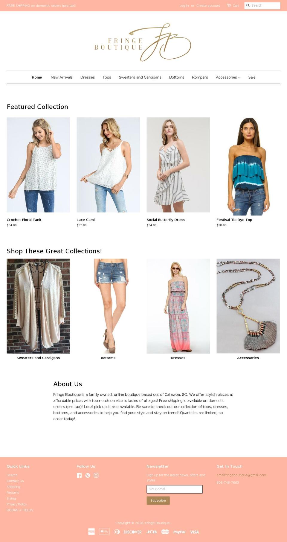 fringeboutique.com — Shopify storefront screenshot