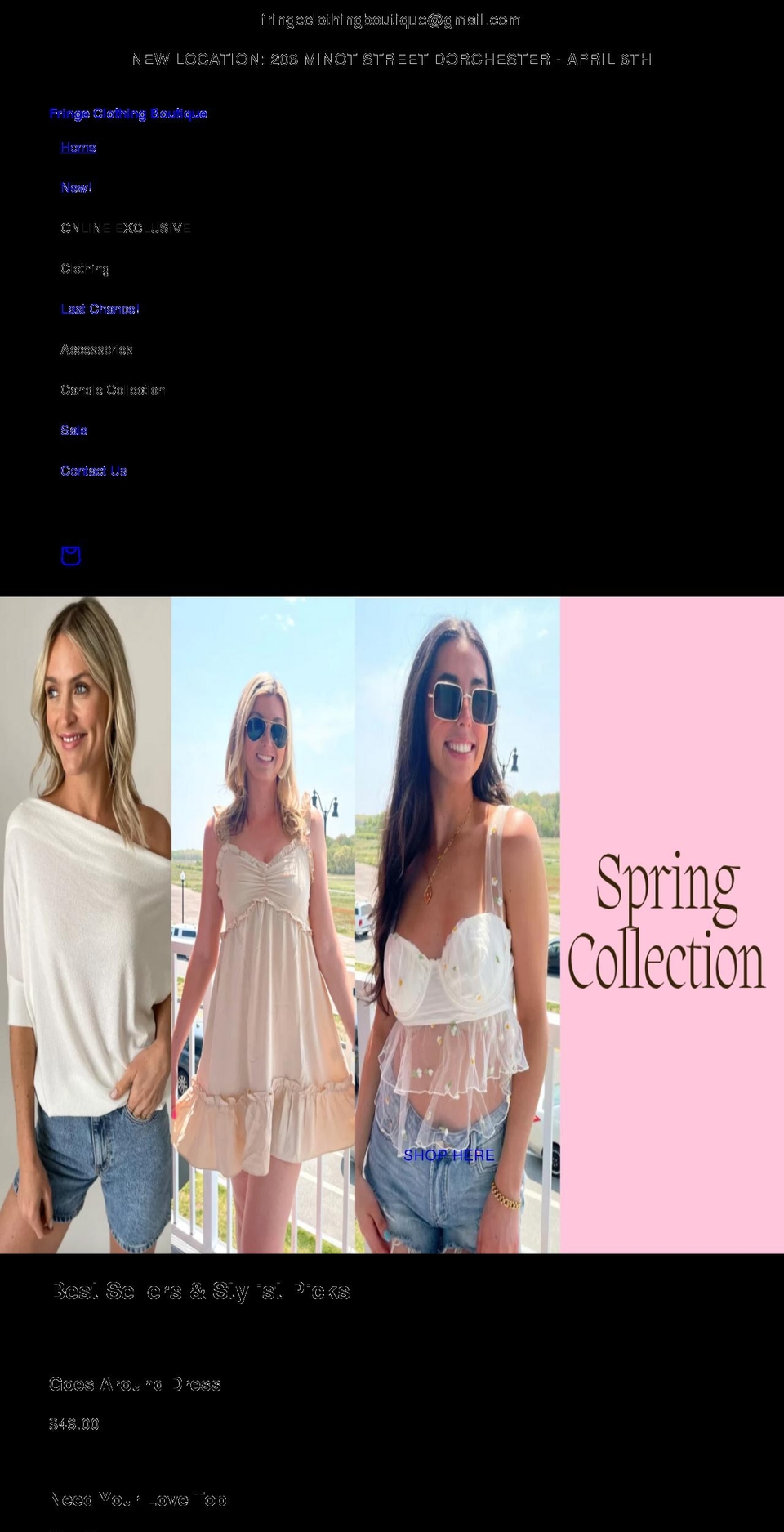 fringeclothingboutique.com — Shopify storefront screenshot