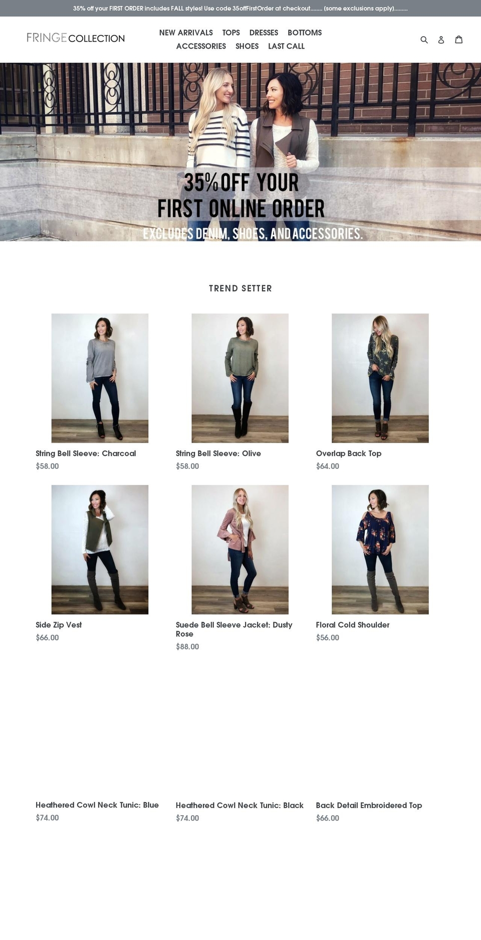 fringecollection.com — Shopify storefront screenshot