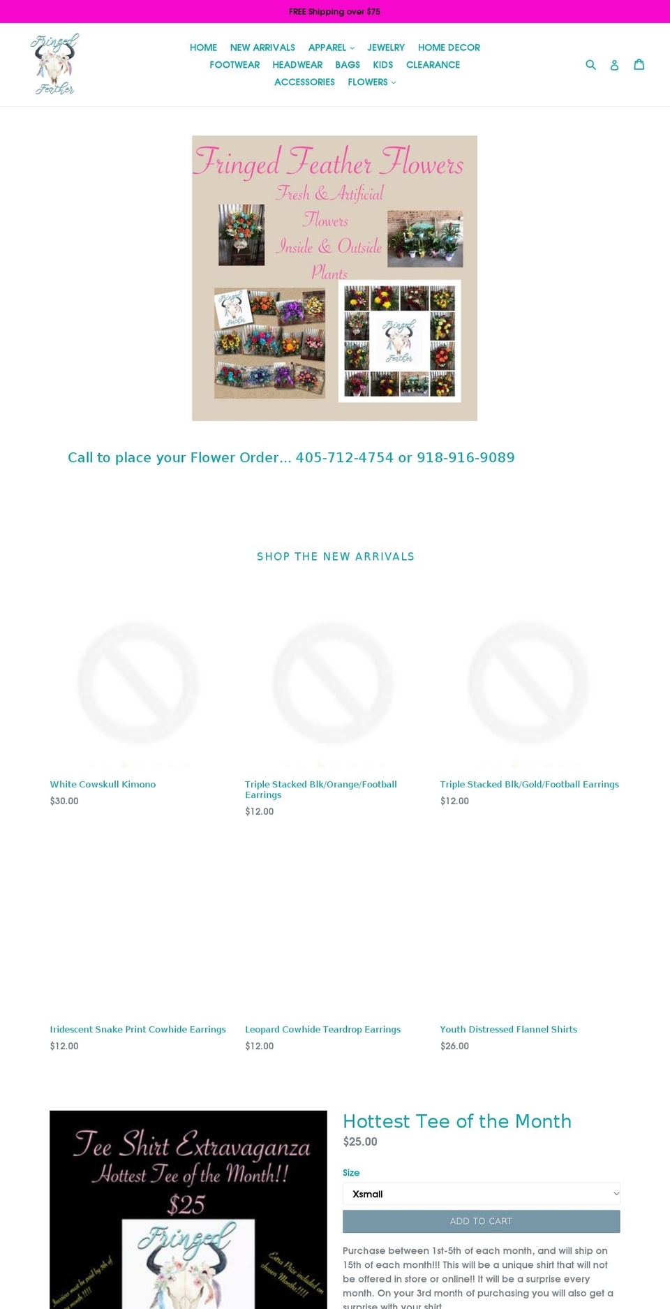fringedfeather.com — Shopify storefront screenshot