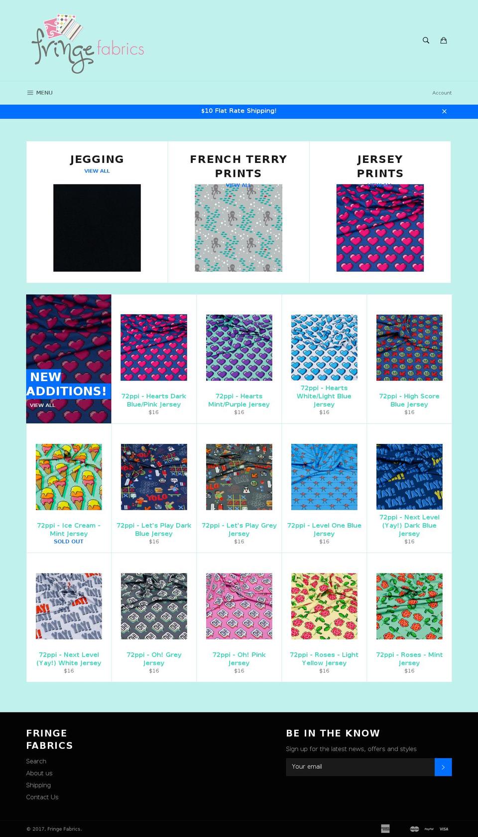 fringefabrics.com shopify website screenshot