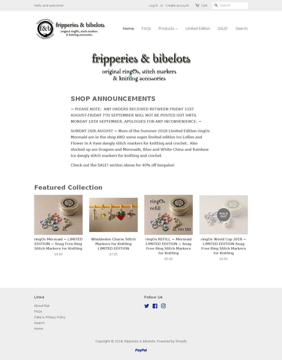 fripandbib.com shopify website screenshot