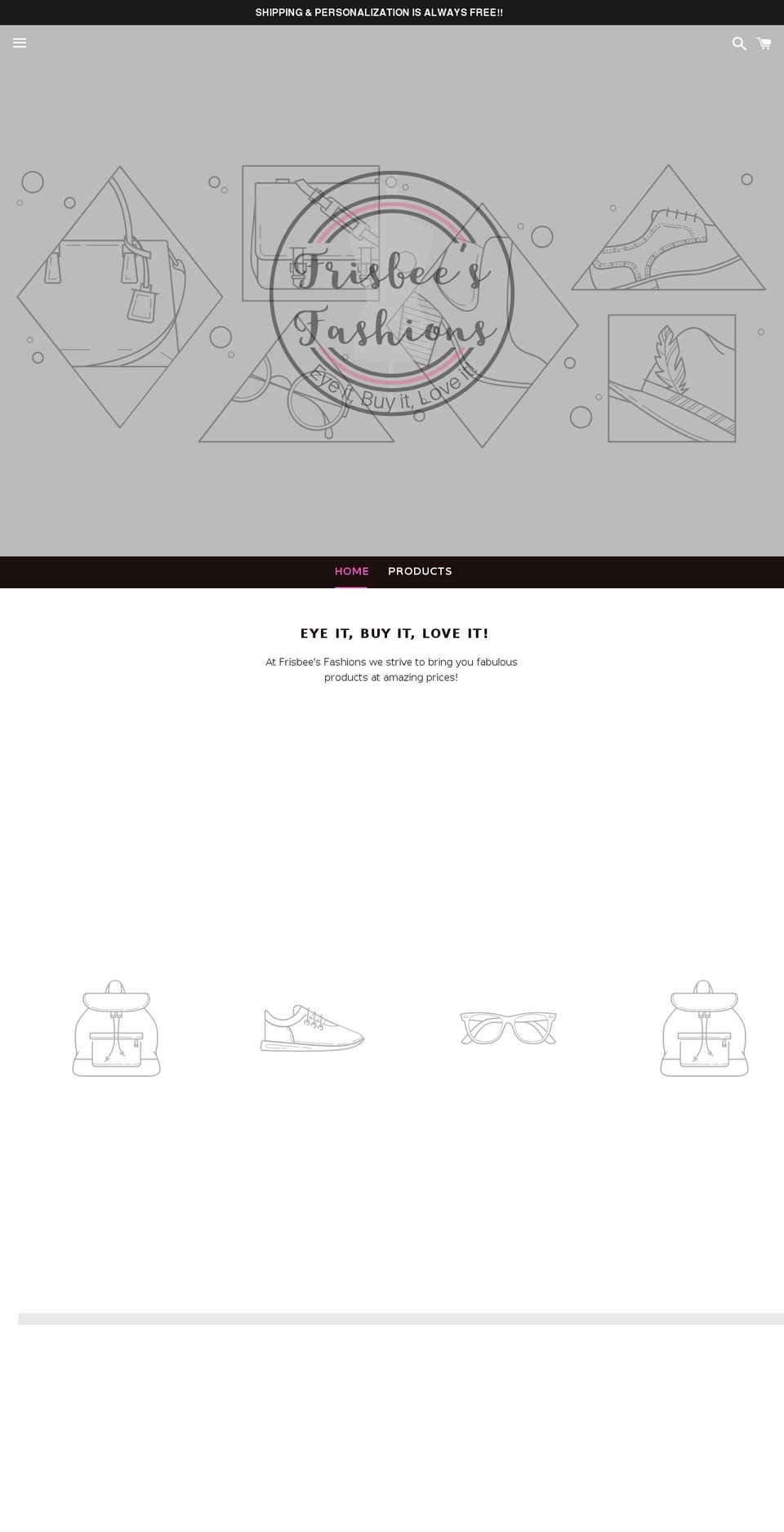 frisbeesfashions.com — Shopify storefront screenshot