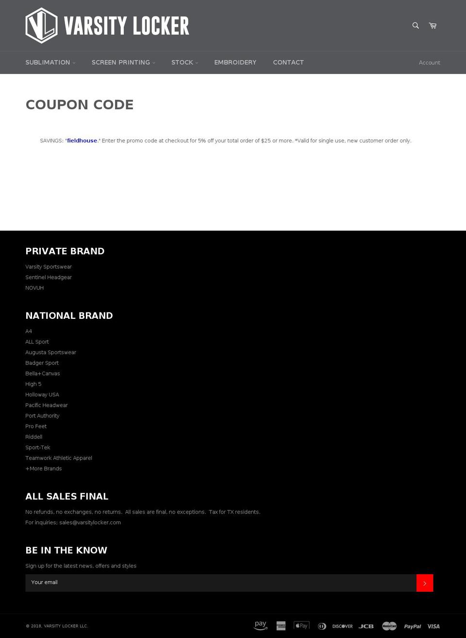 friscofieldhouse.com — Shopify storefront screenshot